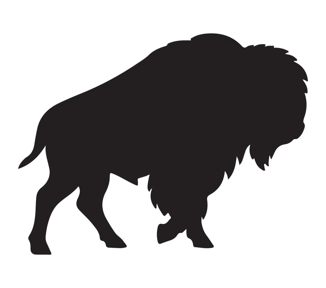 American Bison Black Silhouette on white background vector