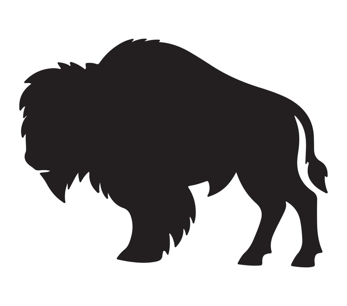 American Bison Black Silhouette on white background vector