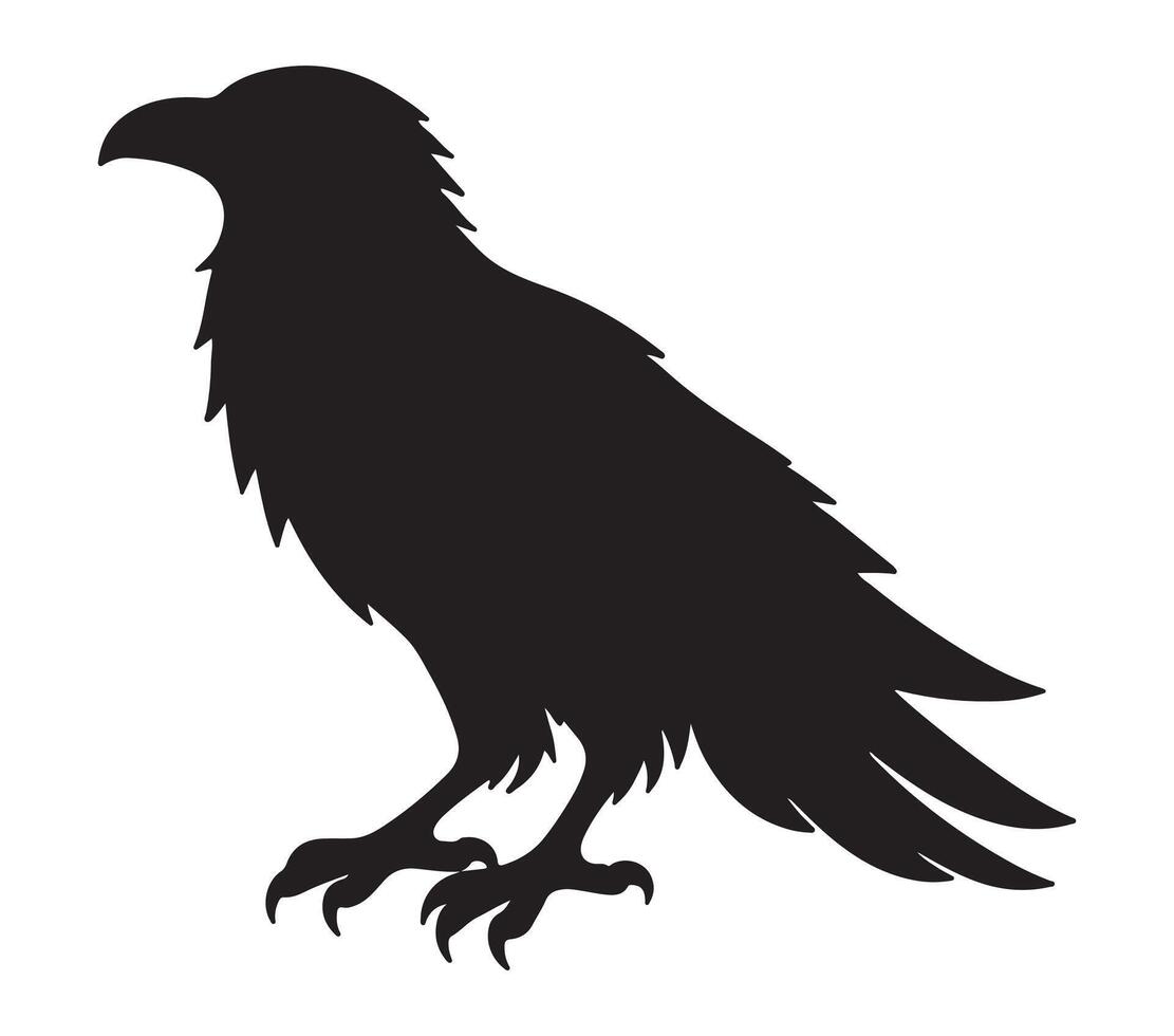 American Crow Black Silhouette on white background vector