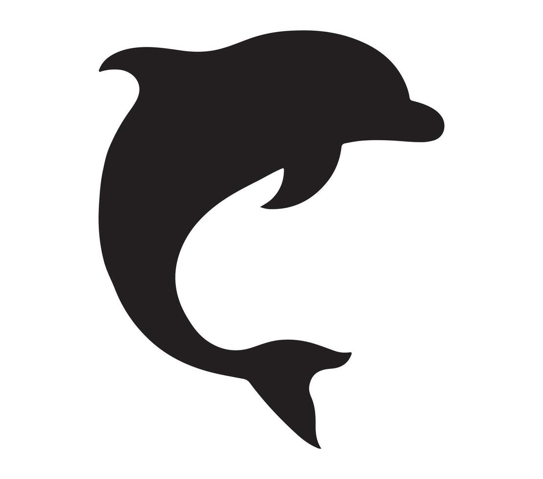 Amazon Dolphin Black Silhouette on white background vector