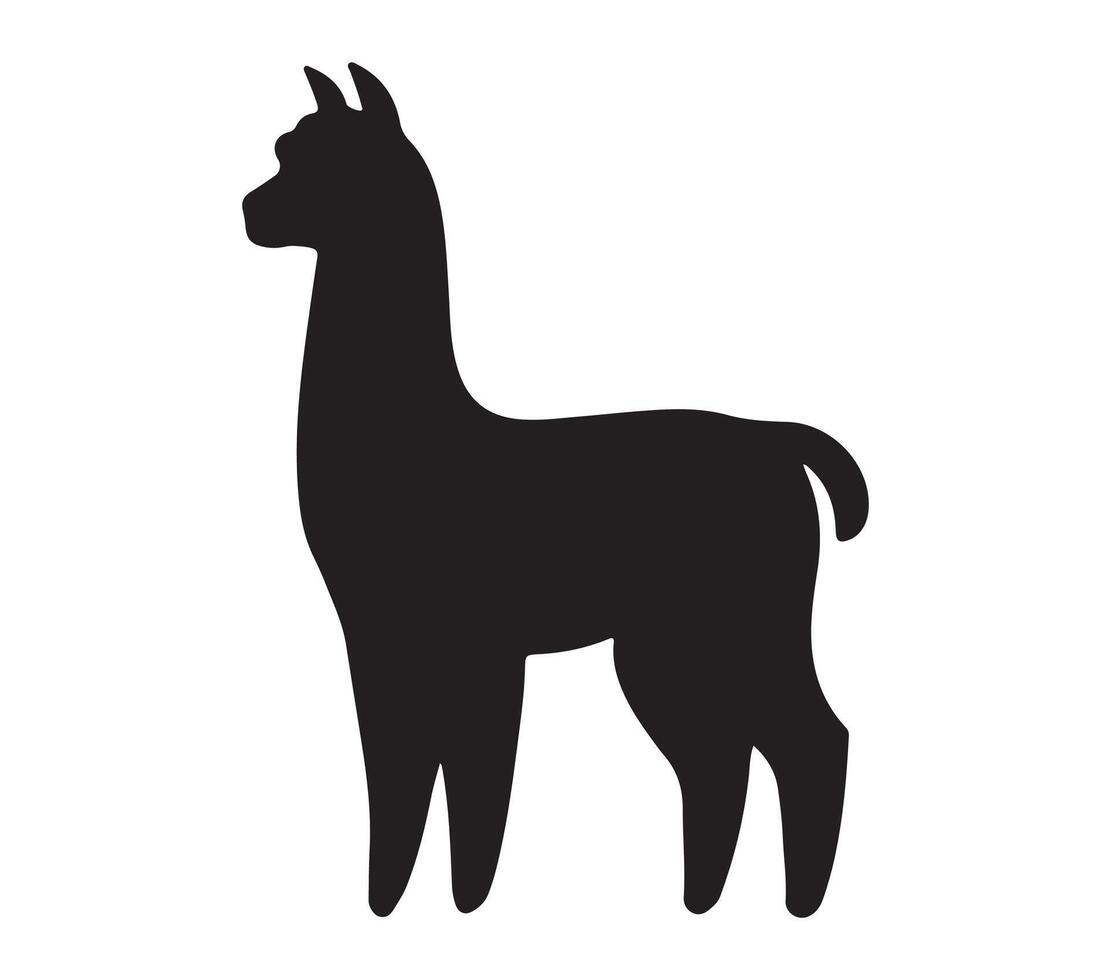 Alpaca Black Silhouette on white background vector