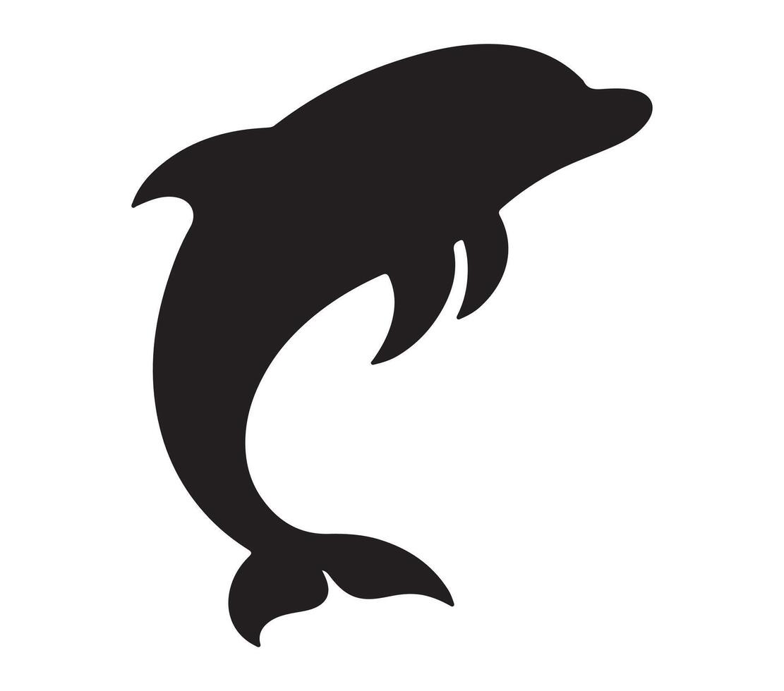 Amazon Dolphin Black Silhouette on white background vector