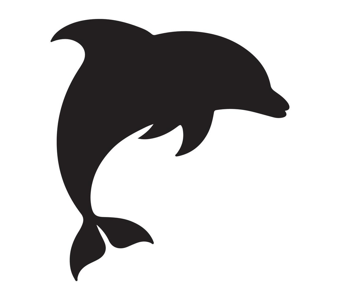 Amazon Dolphin Black Silhouette on white background vector