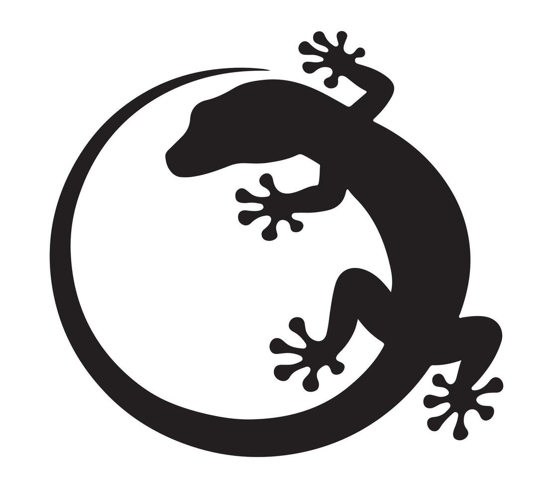 African Fat-tailed Gecko Black Silhouette on white background vector