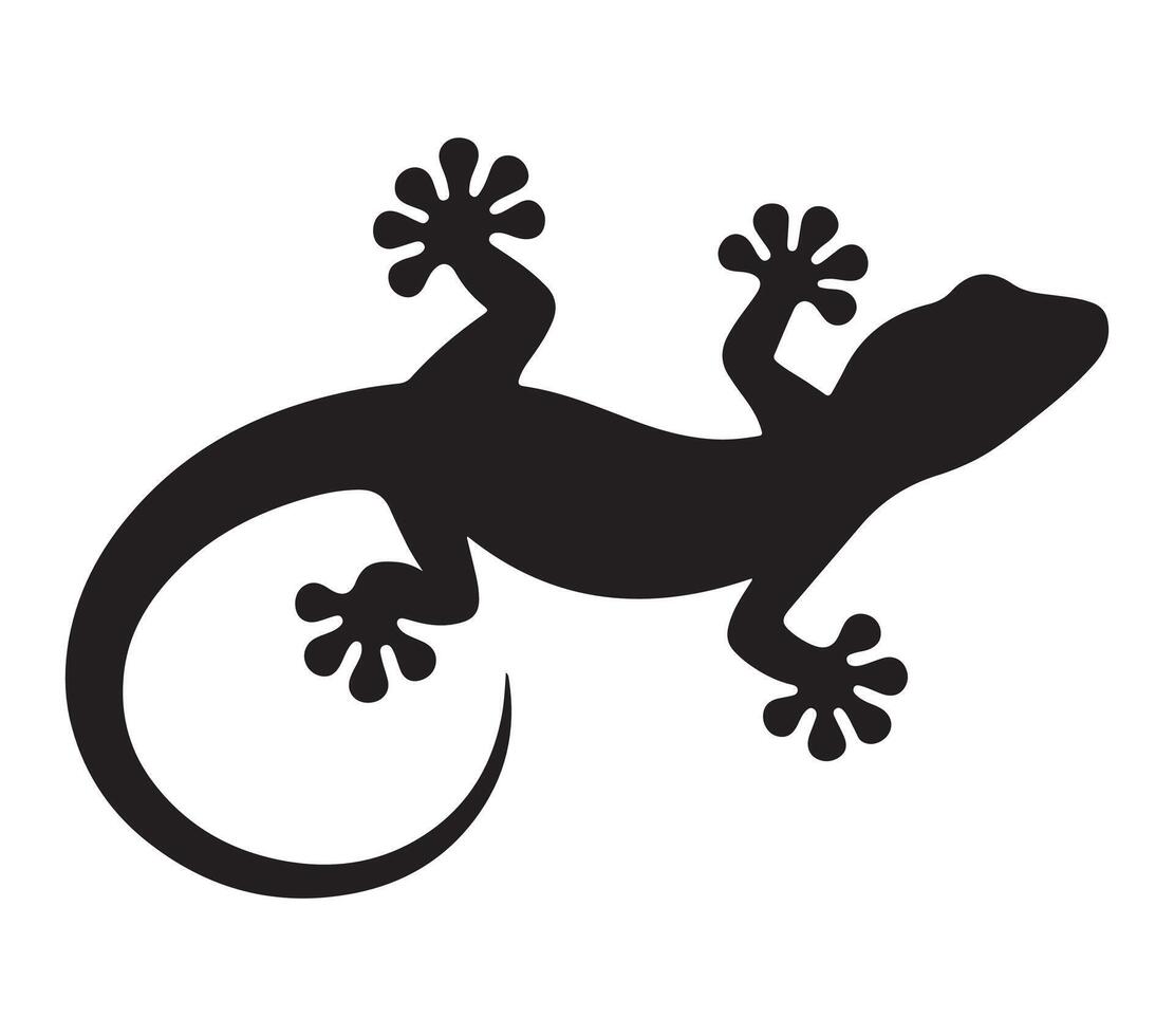 African Fat-tailed Gecko Black Silhouette on white background vector