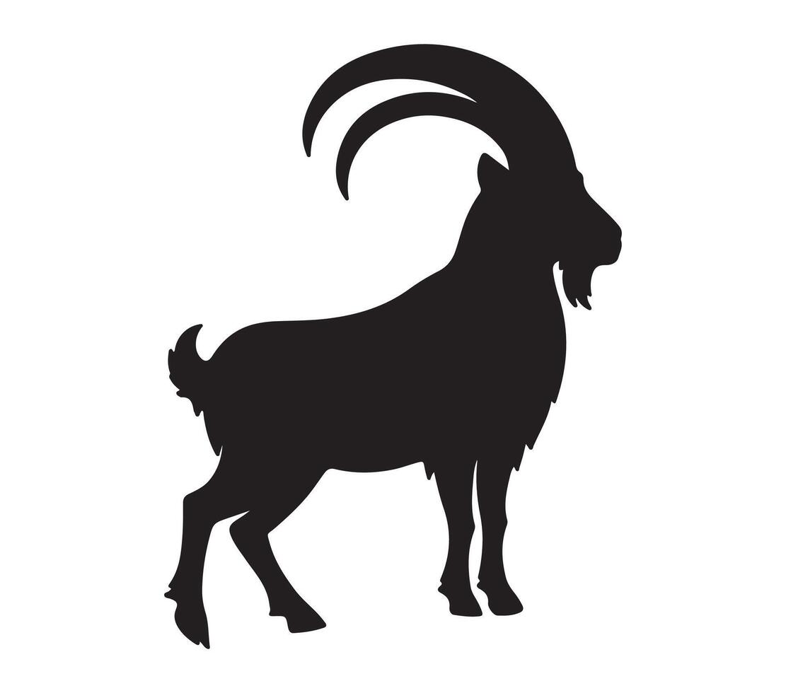 Alpine Goat Black Silhouette on white background vector
