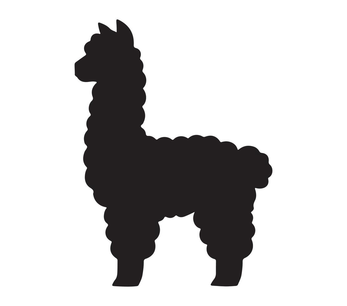 Alpaca Black Silhouette on white background vector