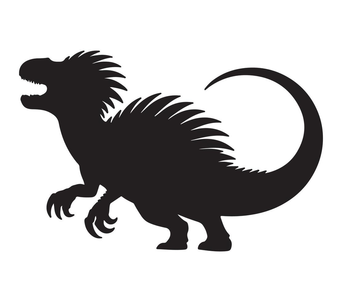 Allosaurus Black Silhouette on white background vector