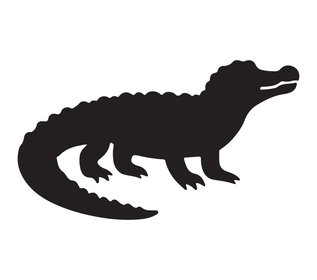 Alligator Black Silhouette on white background vector