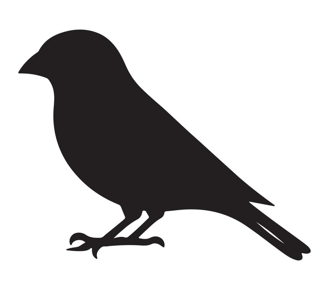 American Goldfinch Black Silhouette on white background vector