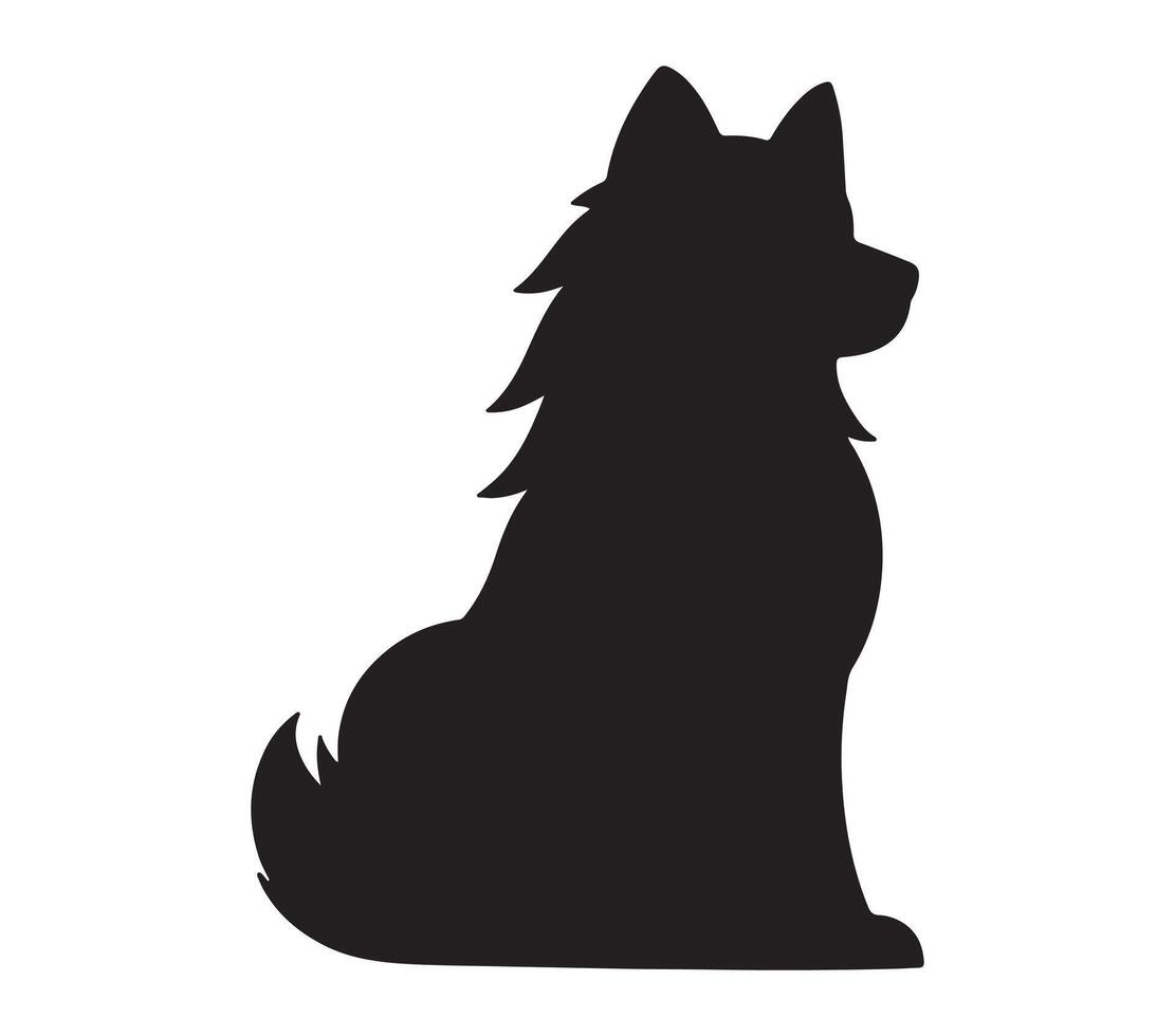 American Eskimo Black Silhouette on white background vector