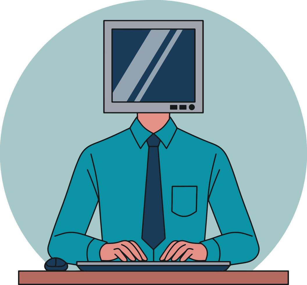 TV head man cartoon illustration vector