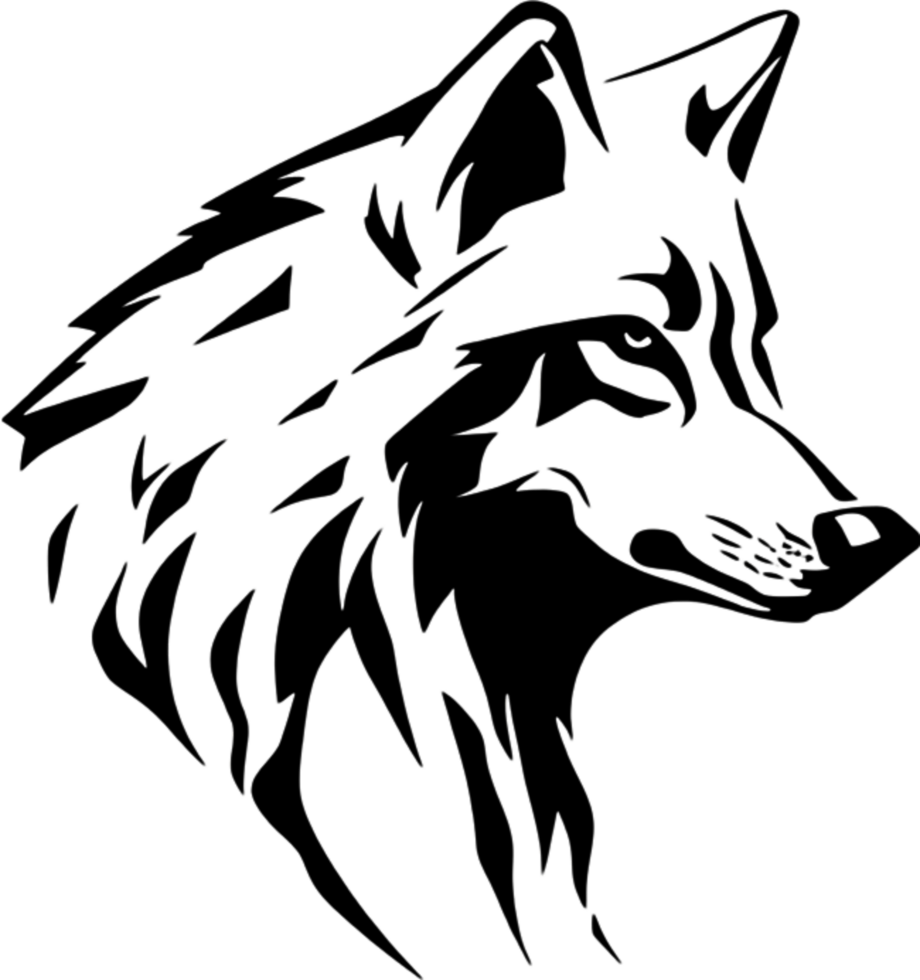 Striking black wolf stencil captures wild essence. AI-generated. png