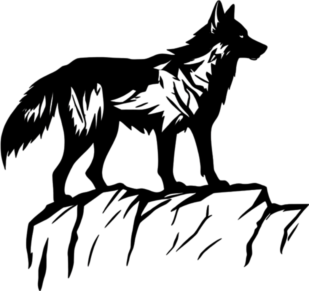 Striking black wolf stencil captures wild essence. AI-generated. png