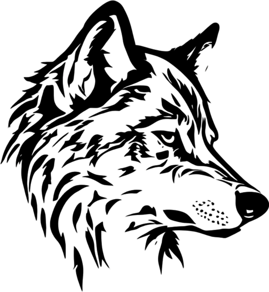 Striking black wolf stencil captures wild essence. AI-generated. png