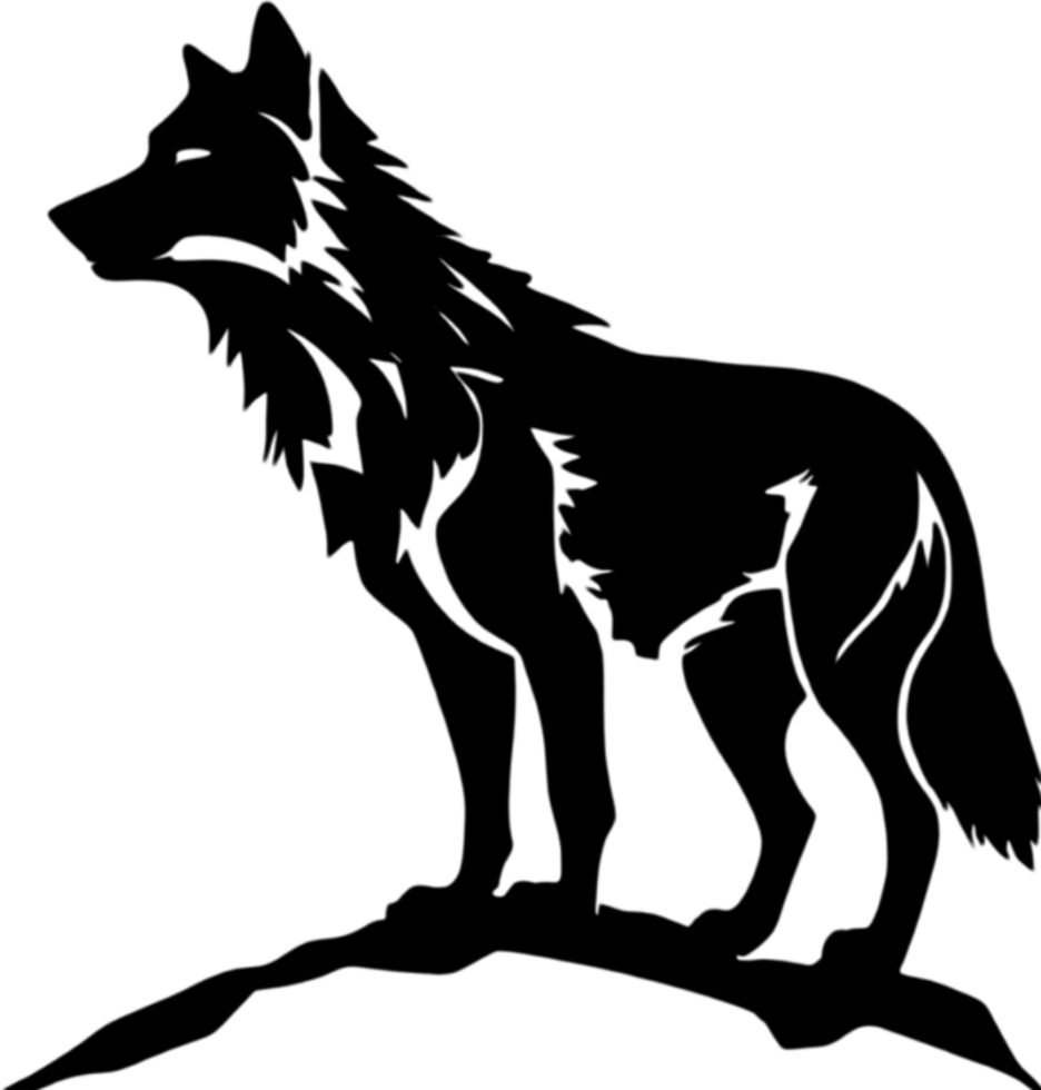 Striking black wolf stencil captures wild essence. AI-generated. png