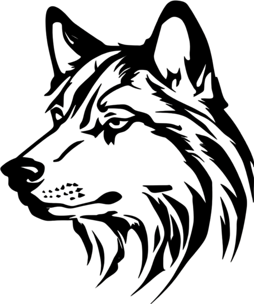 Striking black wolf stencil captures wild essence. AI-generated. png