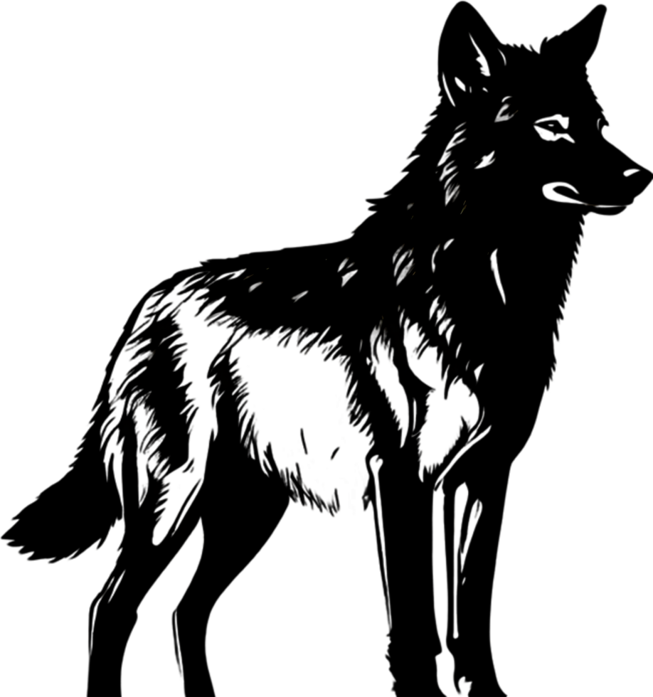 Striking black wolf stencil captures wild essence. AI-generated. png