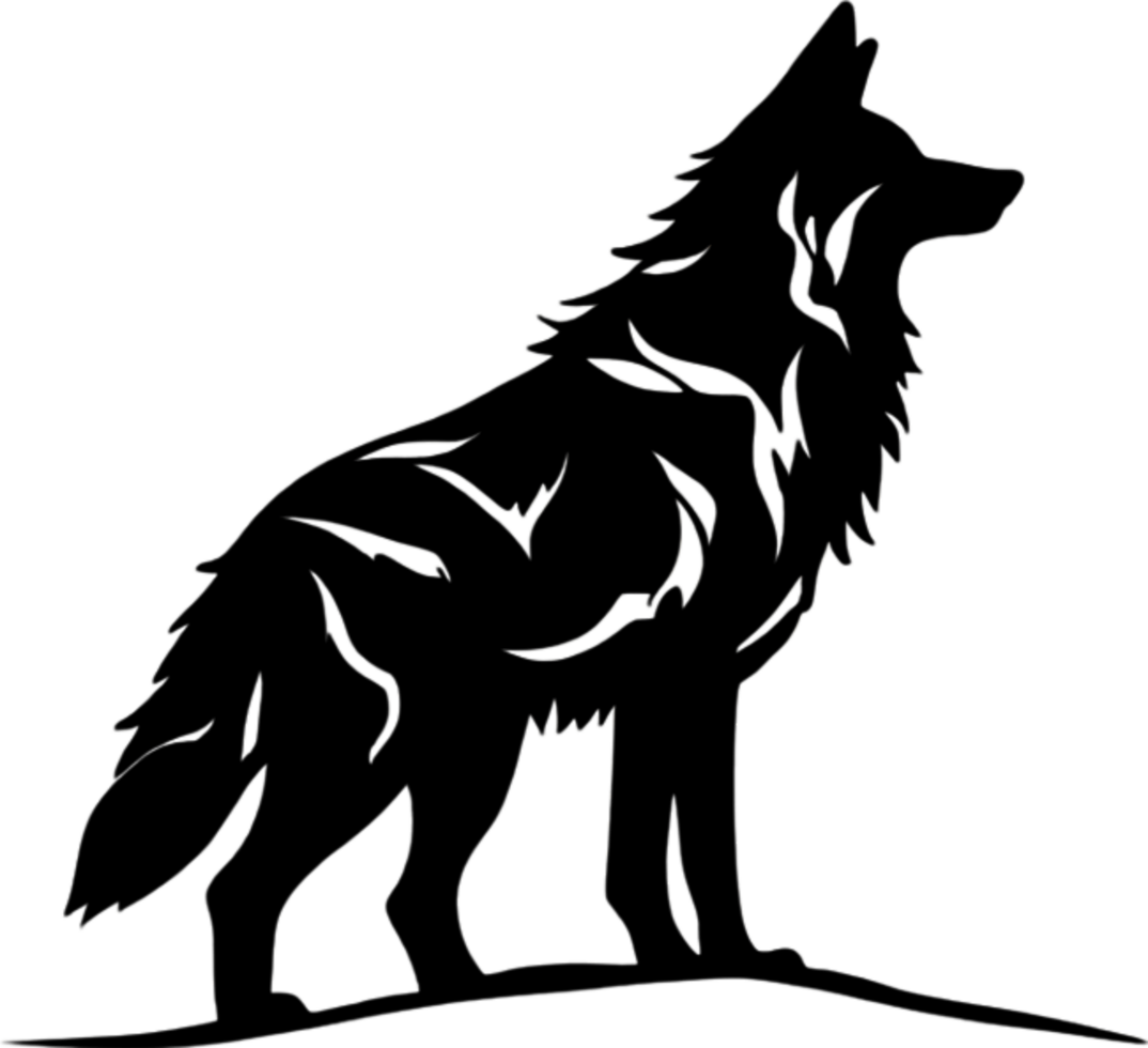Striking black wolf stencil captures wild essence. AI-generated. png