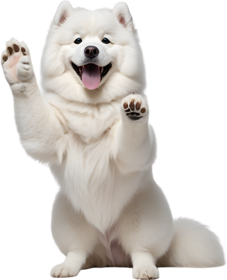 Samoyed, fluffy companion, bright smile forever. AI-generated. png