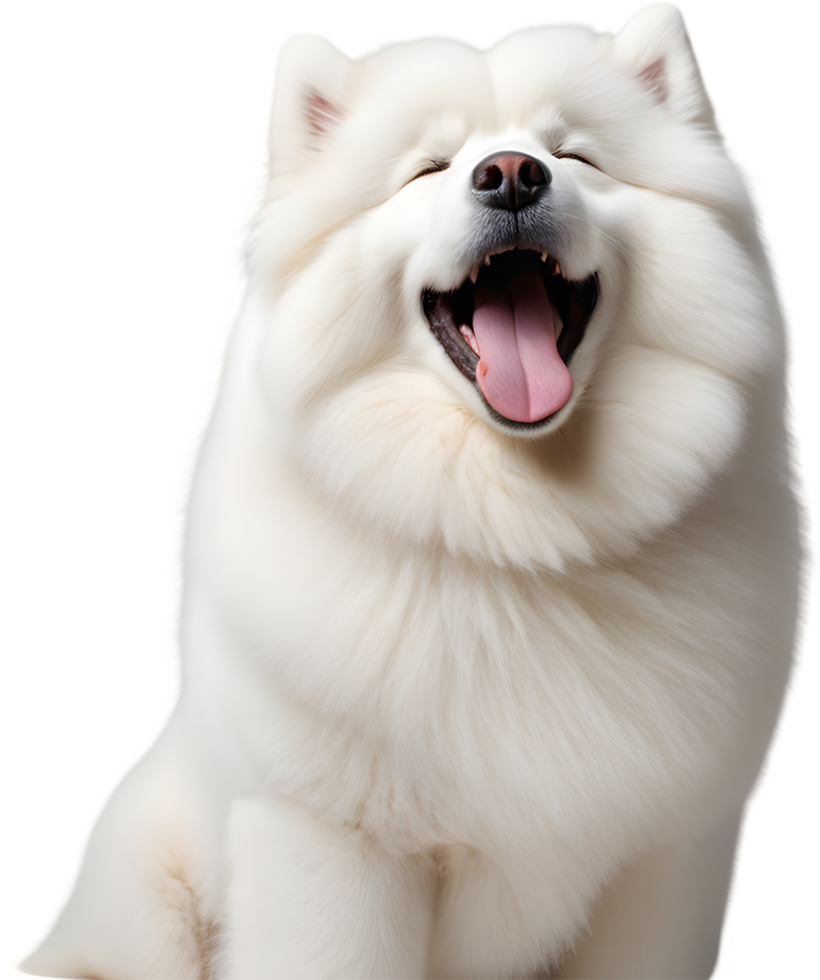 Samoyed, fluffy companion, bright smile forever. AI-generated. png