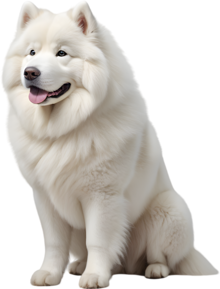 Samoyed, fluffy companion, bright smile forever. AI-generated. png