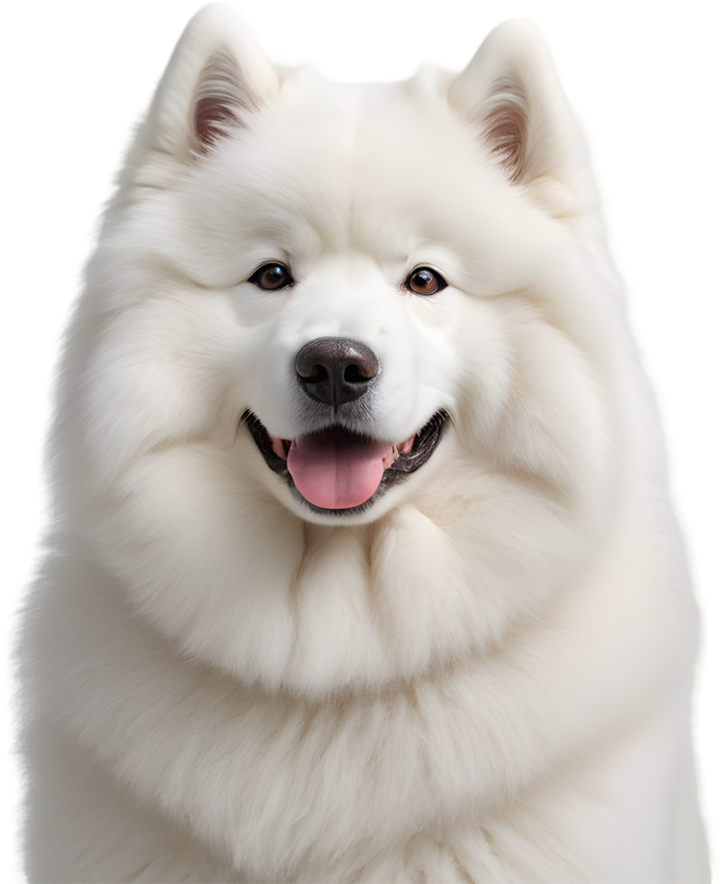 Samoyed, fluffy companion, bright smile forever. AI-generated. png