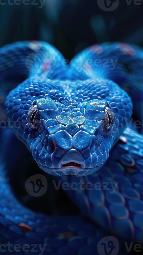 Blue viper snake with textured scales photo