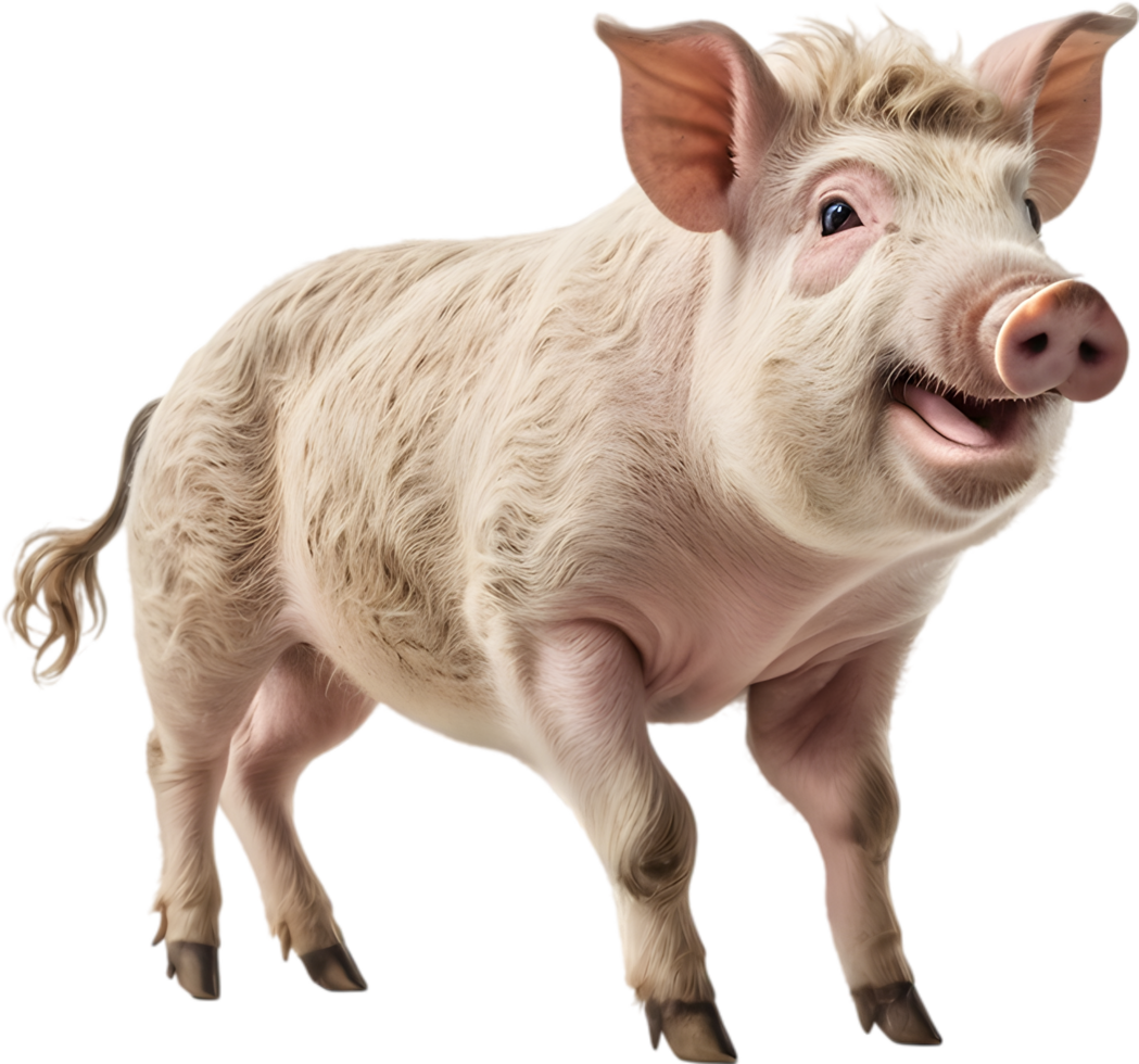 Mangalitsa pigs, fluffy, curly haired Hungarian breed. AI-generated. png