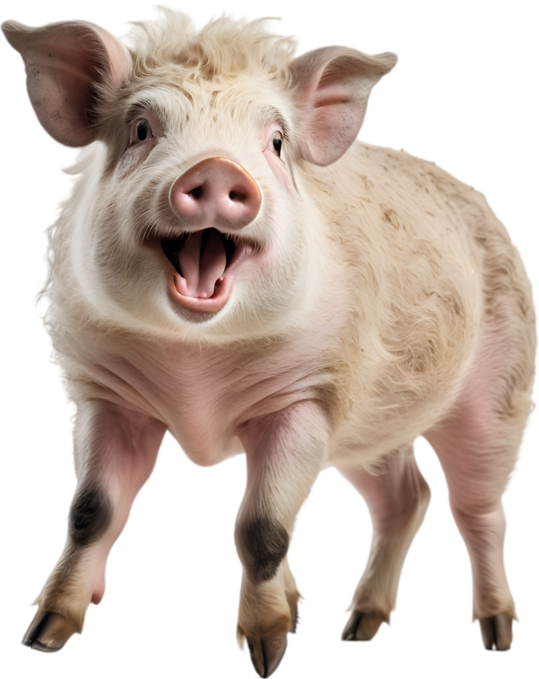Mangalitsa pigs, fluffy, curly haired Hungarian breed. AI-generated. png