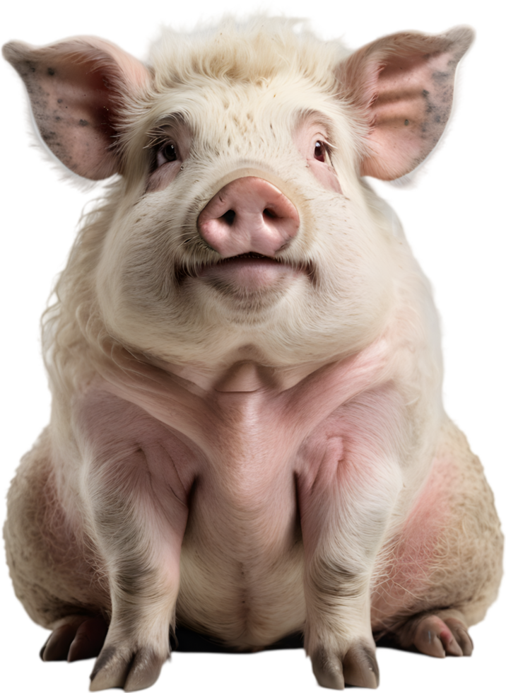 Mangalitsa pigs, fluffy, curly haired Hungarian breed. AI-generated. png