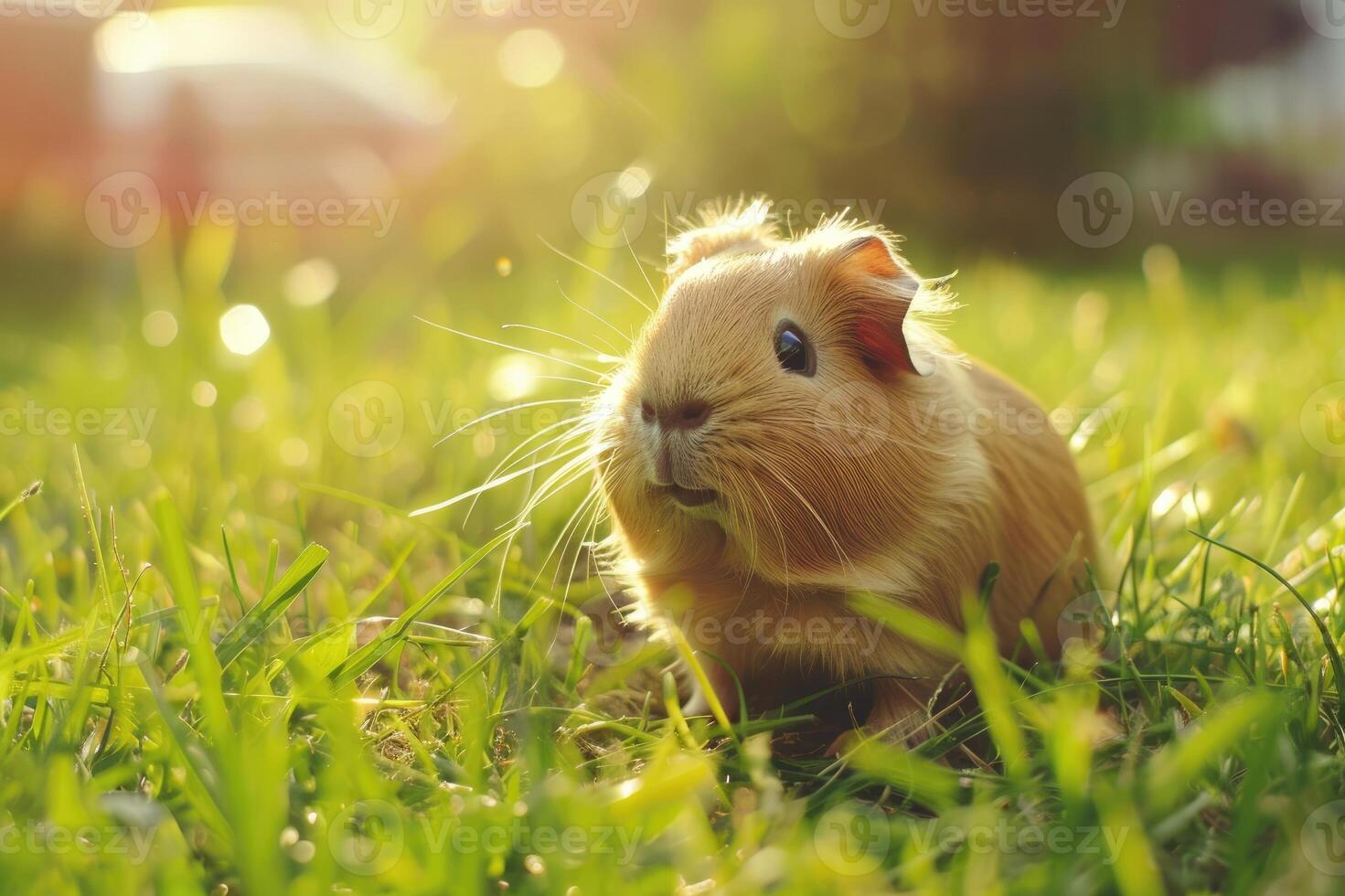 A cute guinea pig enjoying a sunny day. photo