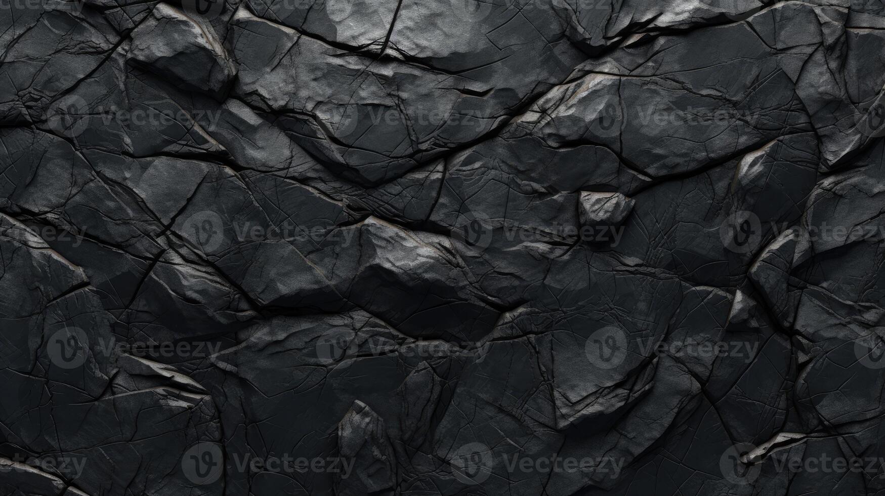 Rock texture with cracks. Black stone background with copy space for design. Wide banner. photo