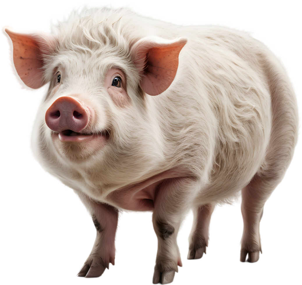 Mangalitsa pigs, fluffy, curly haired Hungarian breed. AI-generated. png