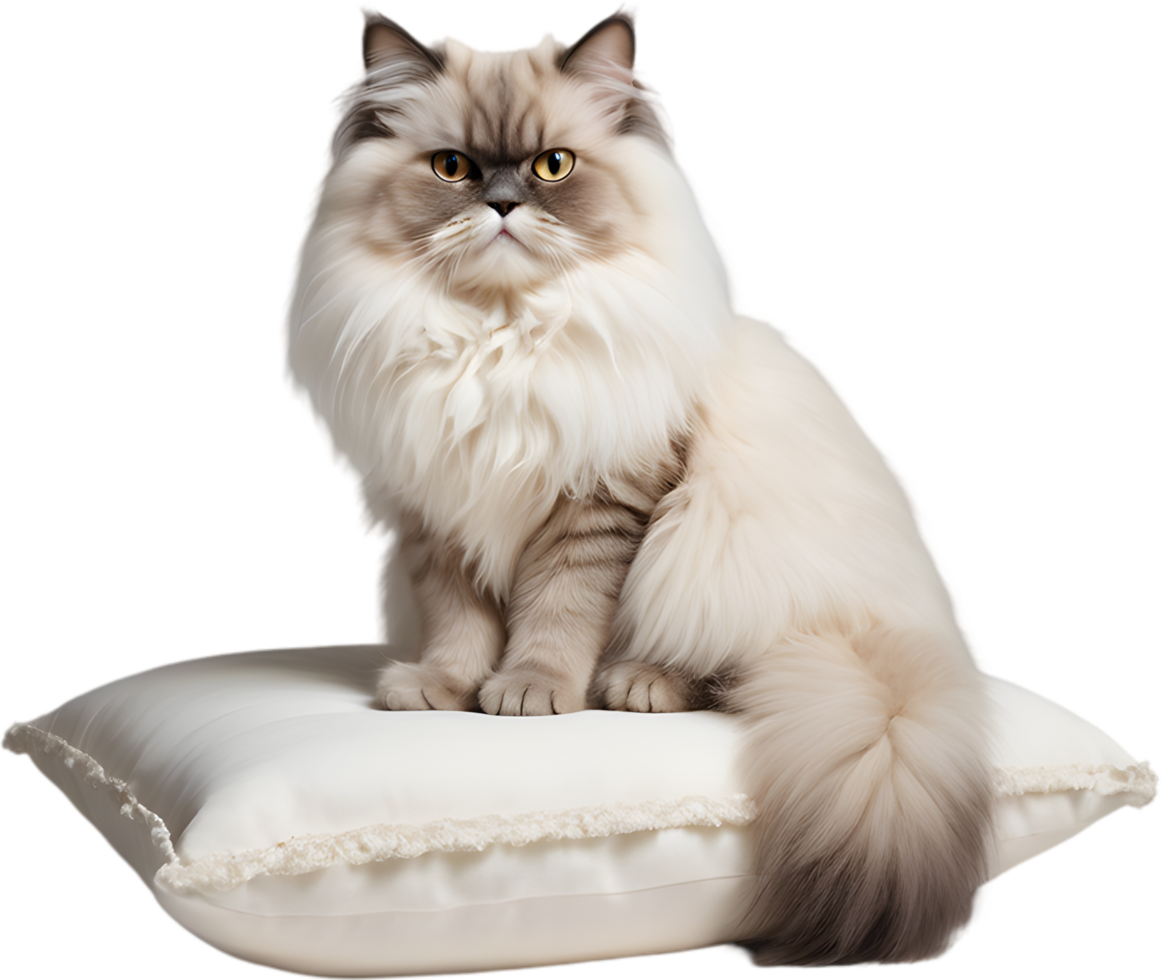 Gorgeous, fluffy Himalayan Persian cat breed beauty. AI-generated. png