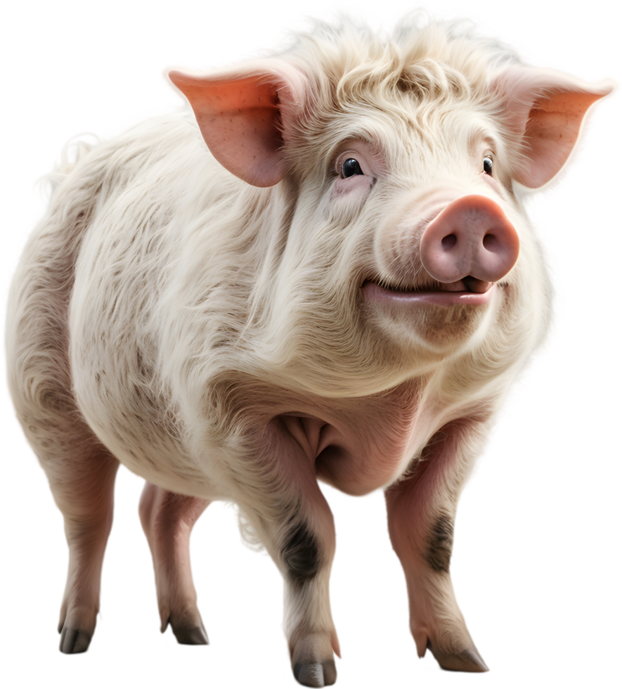 Mangalitsa pigs, fluffy, curly haired Hungarian breed. AI-generated. png