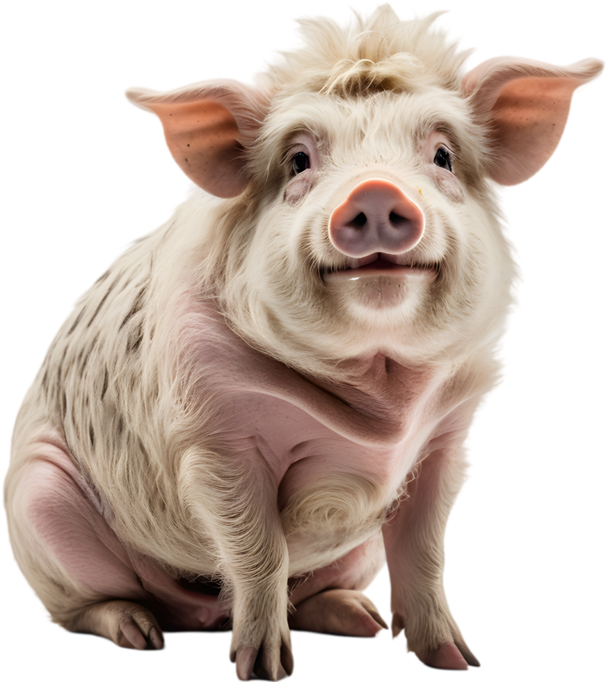 Mangalitsa pigs, fluffy, curly haired Hungarian breed. AI-generated. png