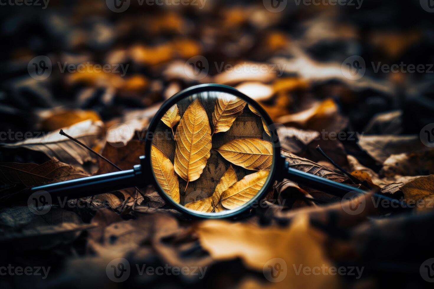 Leaf under magnification in fall photo