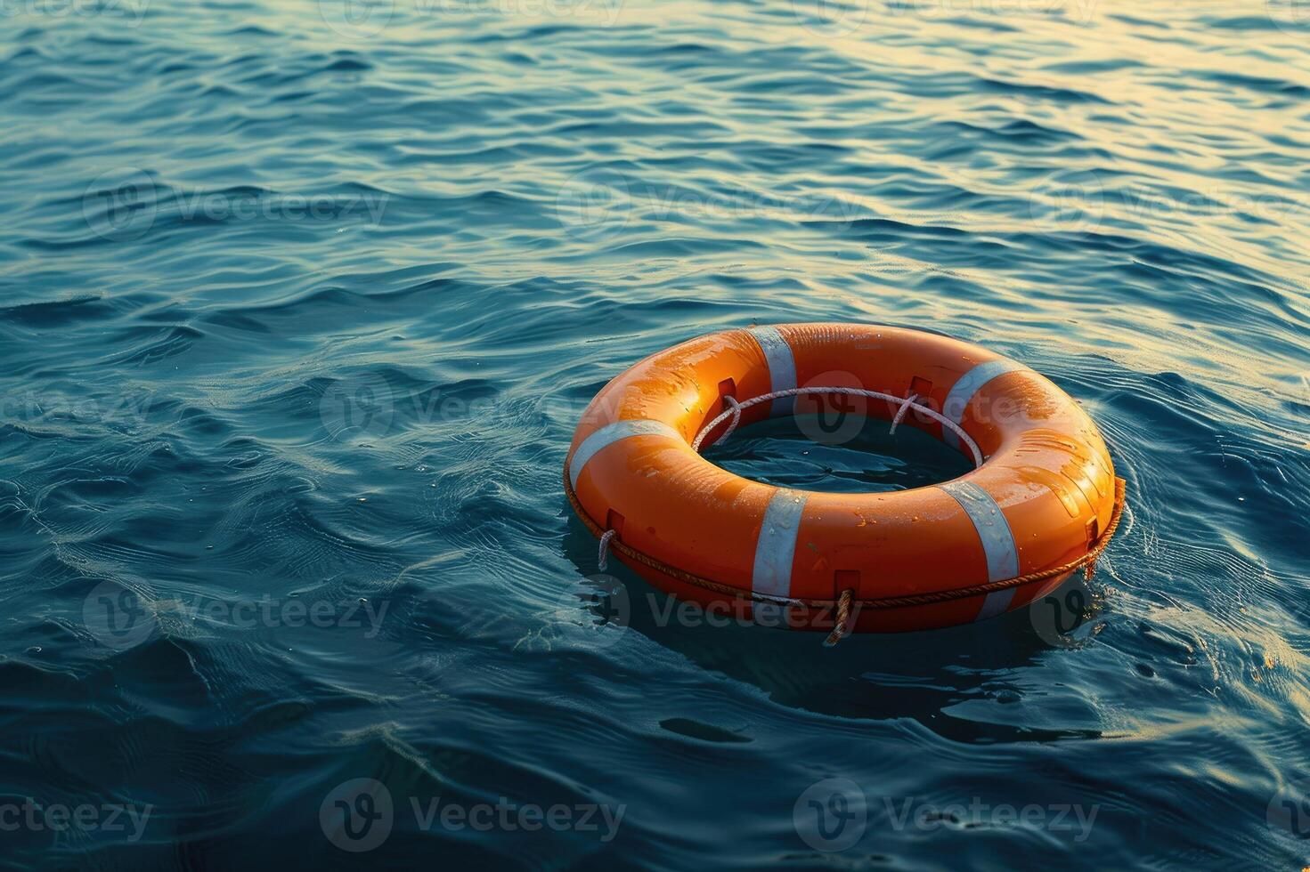 Lifebuoy floating at sea. photo