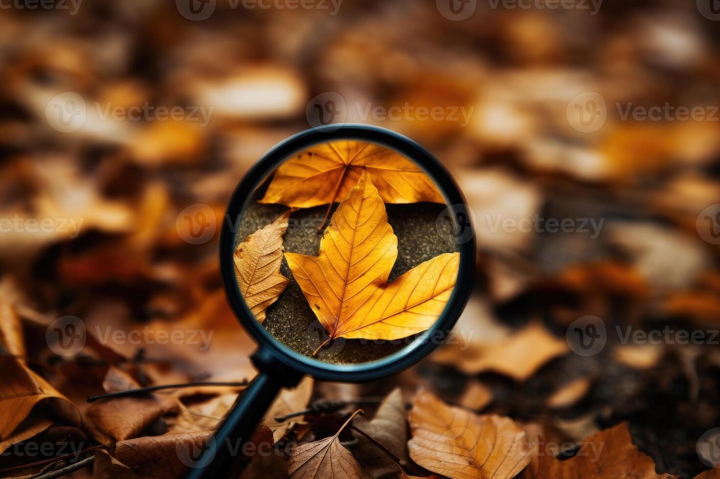 Leaf under magnification in fall photo
