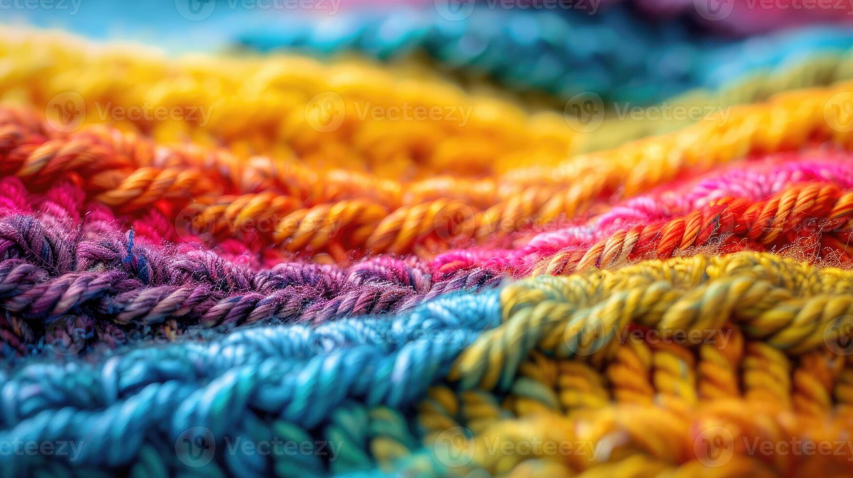 Multicolored knitted fabric showcasing a variety of vibrant yarns and intricate textures photo