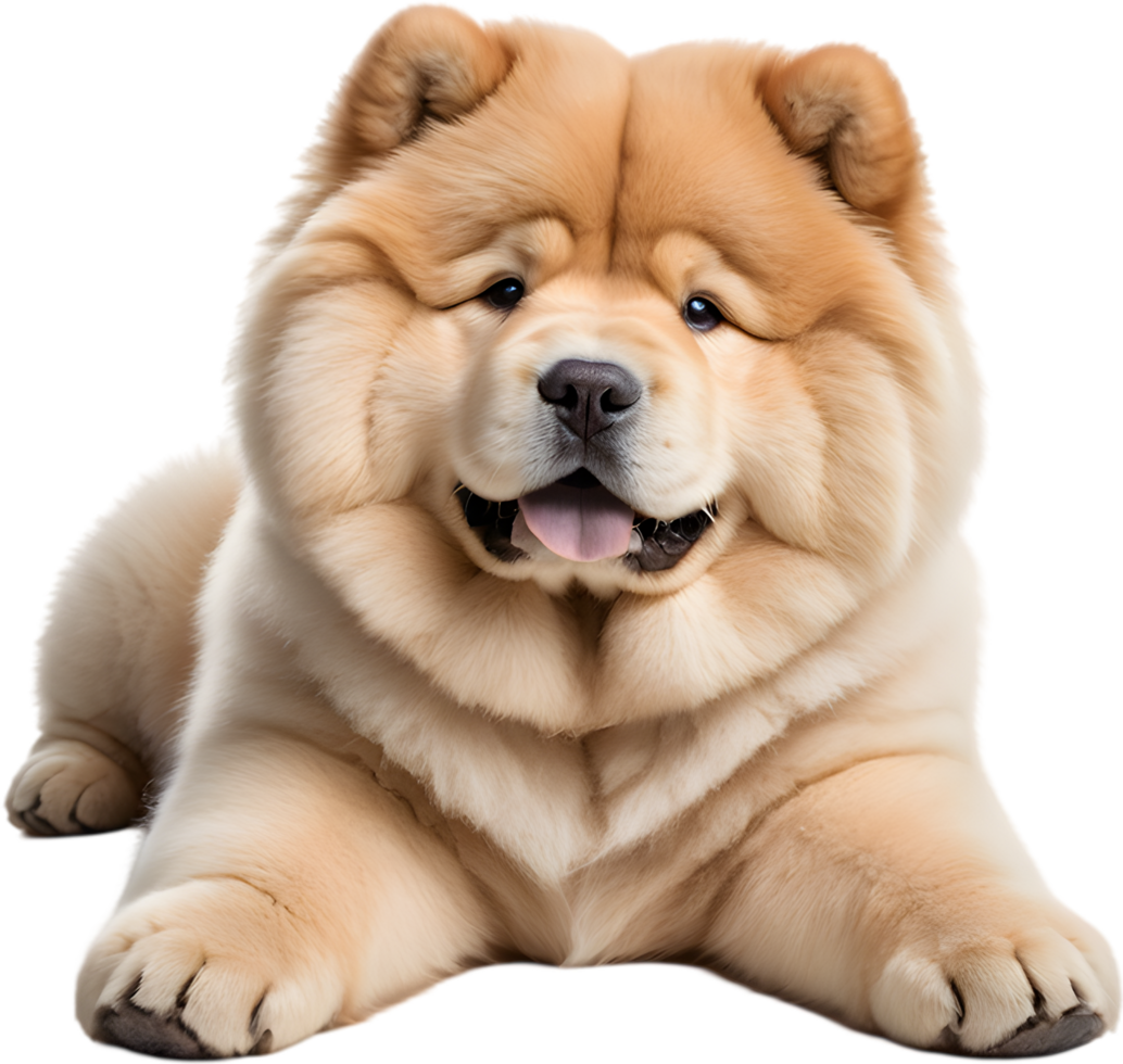 Adorable fluffy Chow Chow puppy clipart. AI-generated. png