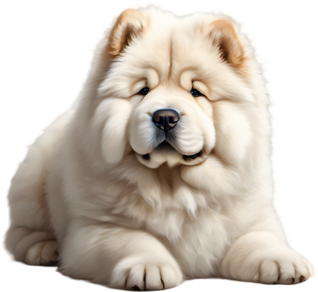 Adorable fluffy Chow Chow puppy clipart. AI-generated. png