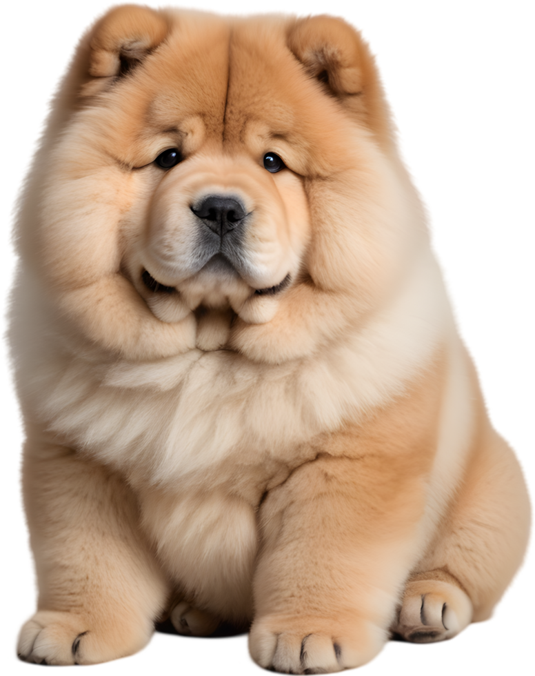 Adorable fluffy Chow Chow puppy clipart. AI-generated. png