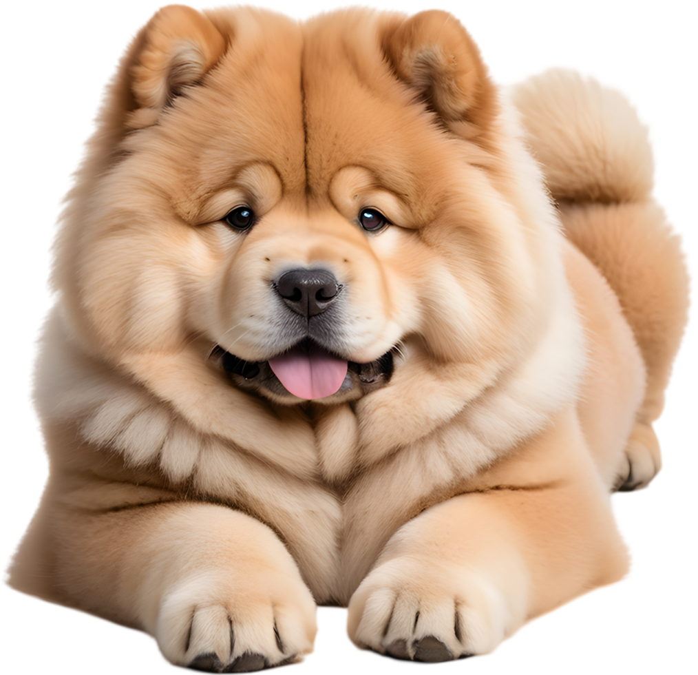 Adorable fluffy Chow Chow puppy clipart. AI-generated. png