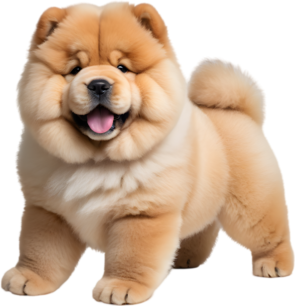 Adorable fluffy Chow Chow puppy clipart. AI-generated. png