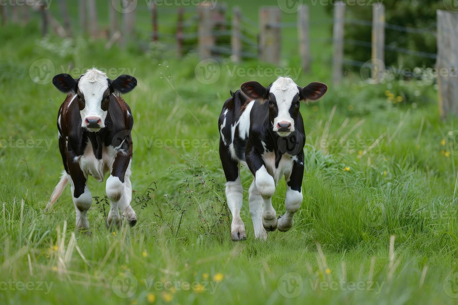 Holstein cows in the meadow photo