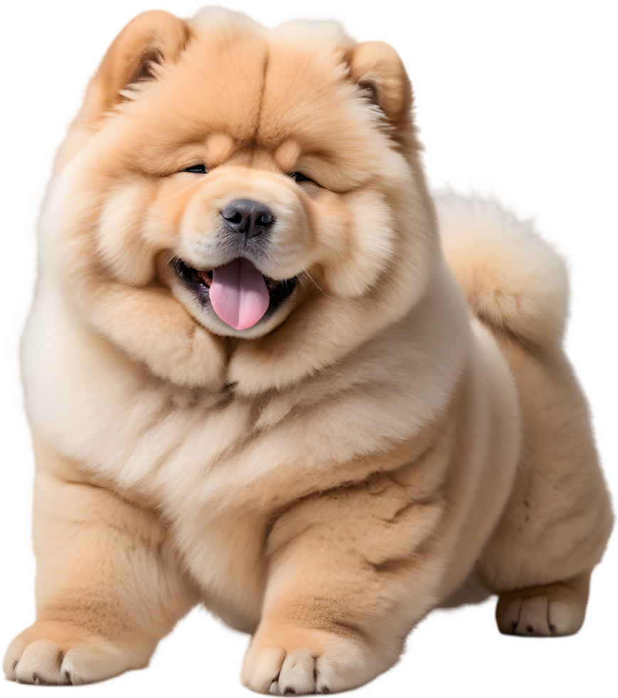 Adorable fluffy Chow Chow puppy clipart. AI-generated. png
