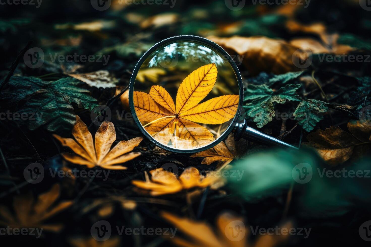 Leaf under magnification in fall photo