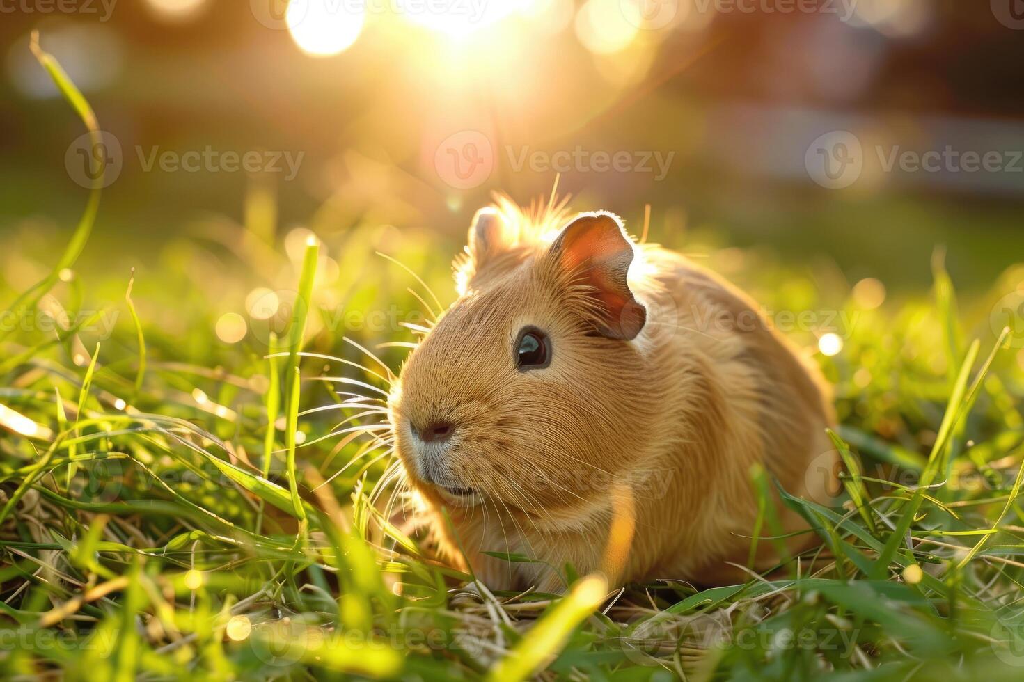 A cute guinea pig enjoying a sunny day. photo